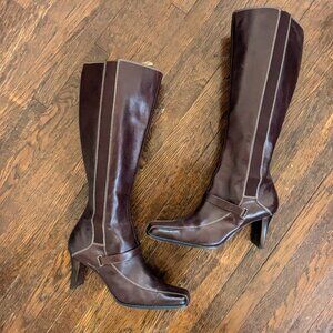 Vintage ANNE KLEIN cherry brown leather Boots size 6.5